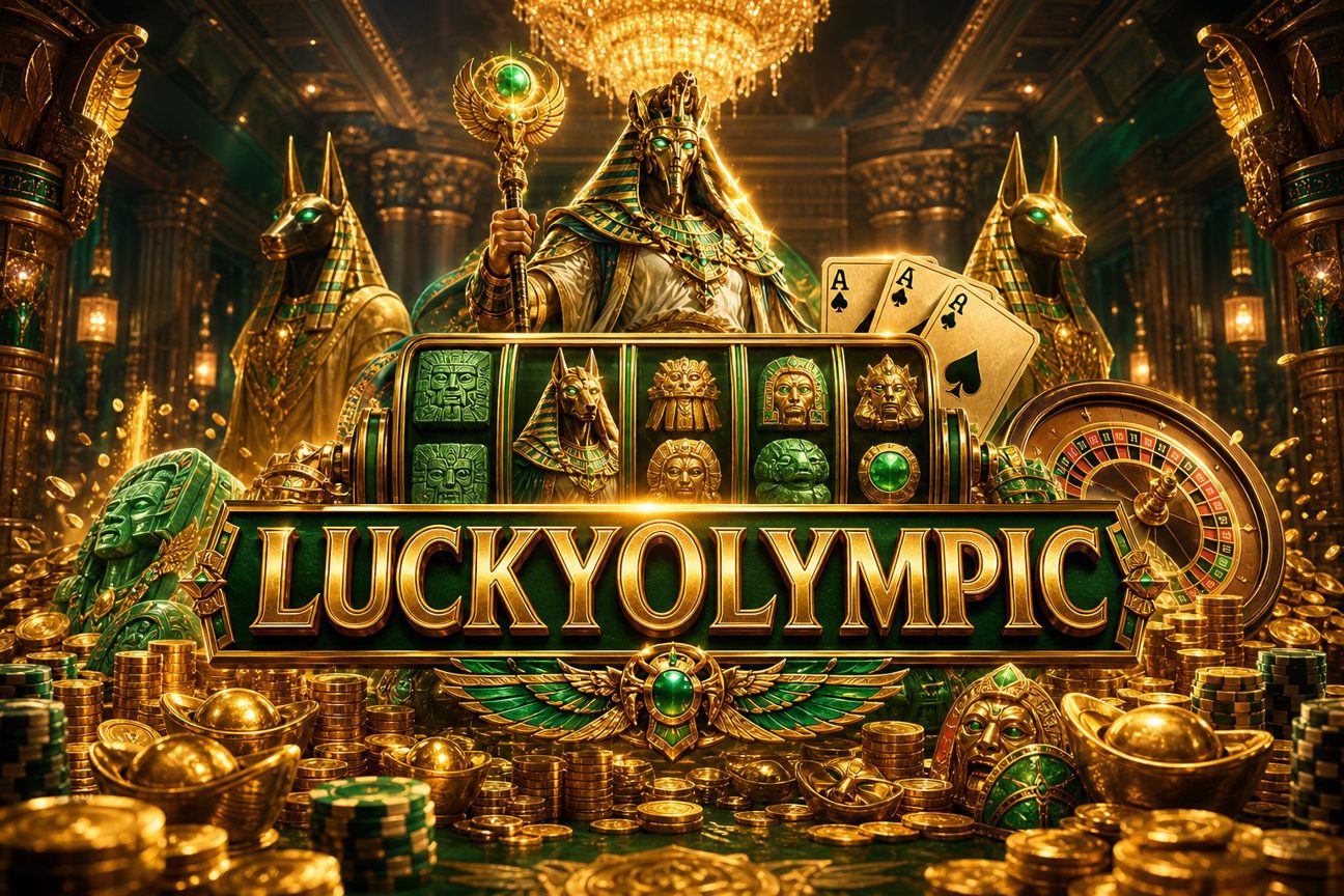 Tampilan halaman Golden Empire di LUCKYOLYMPIC dengan panel hadiah dan ketentuan promo